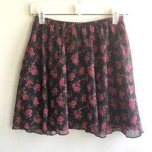 dELiA*s Sz Small Girls Floral Patterned Black Girl’s Skirt Elastic Waist